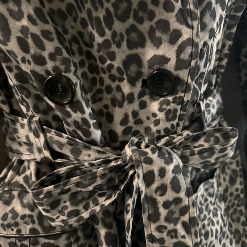 Jones New York Gray Black Leopard Pea Coat - Picture 3 of 8